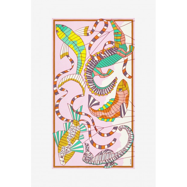 Inoui Editions medvilnės skara CERFS VOLANTS PINK